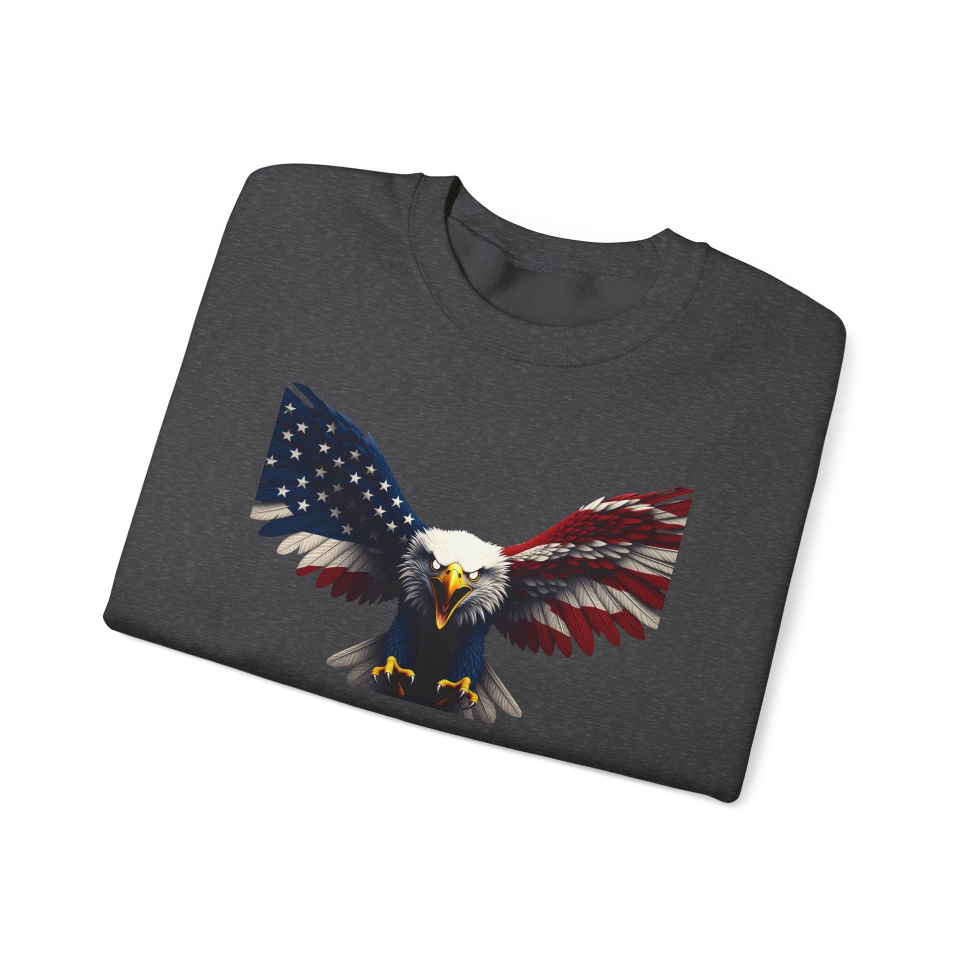 Proud American Patriotic Eagle text on a Crewneck Sweatshirt