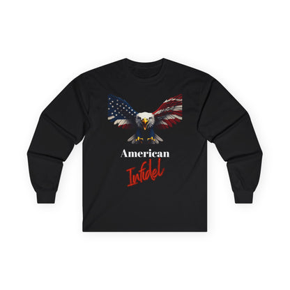 American Infidel Patriotic Eagle on a long sleeve tee