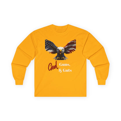 God Guns & Guts Patriotic Eagle on a long sleeve tee