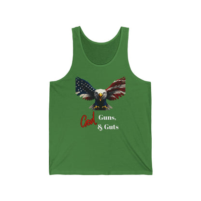 God Guns & Guts Patriotic Eagle on a Premium Tank Top
