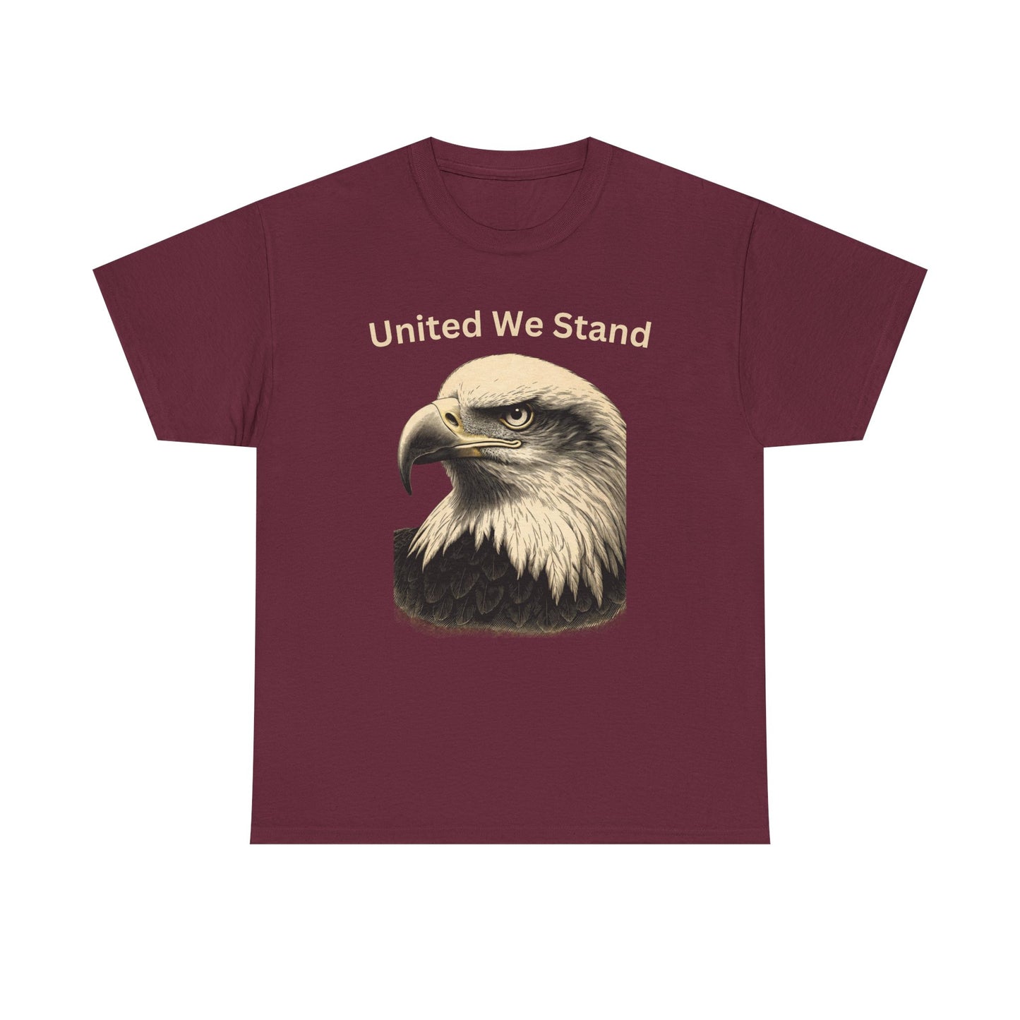 Engraved Eagle - United We Stand - text on the top of a Heavyweight T-shirt