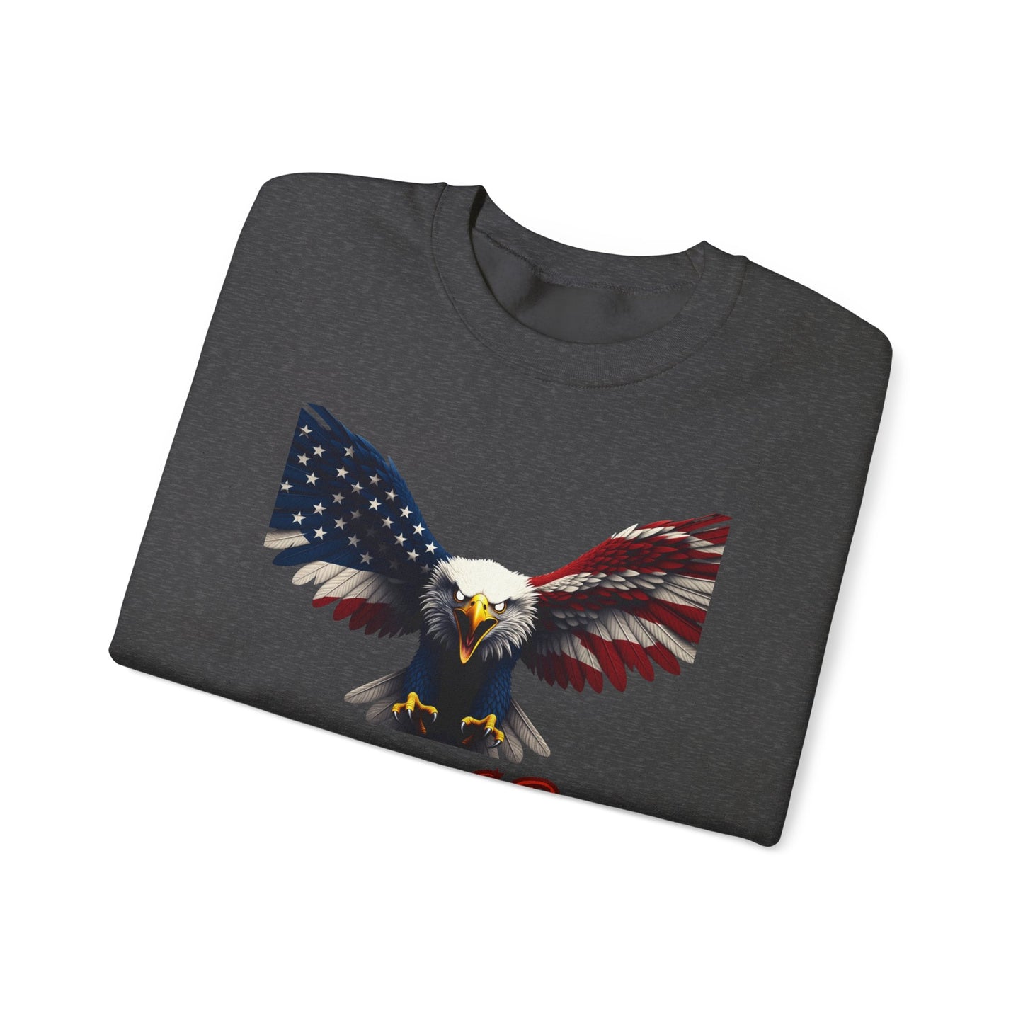 Never Forget Patriotic Eagle text on a Crewneck Sweatshirt