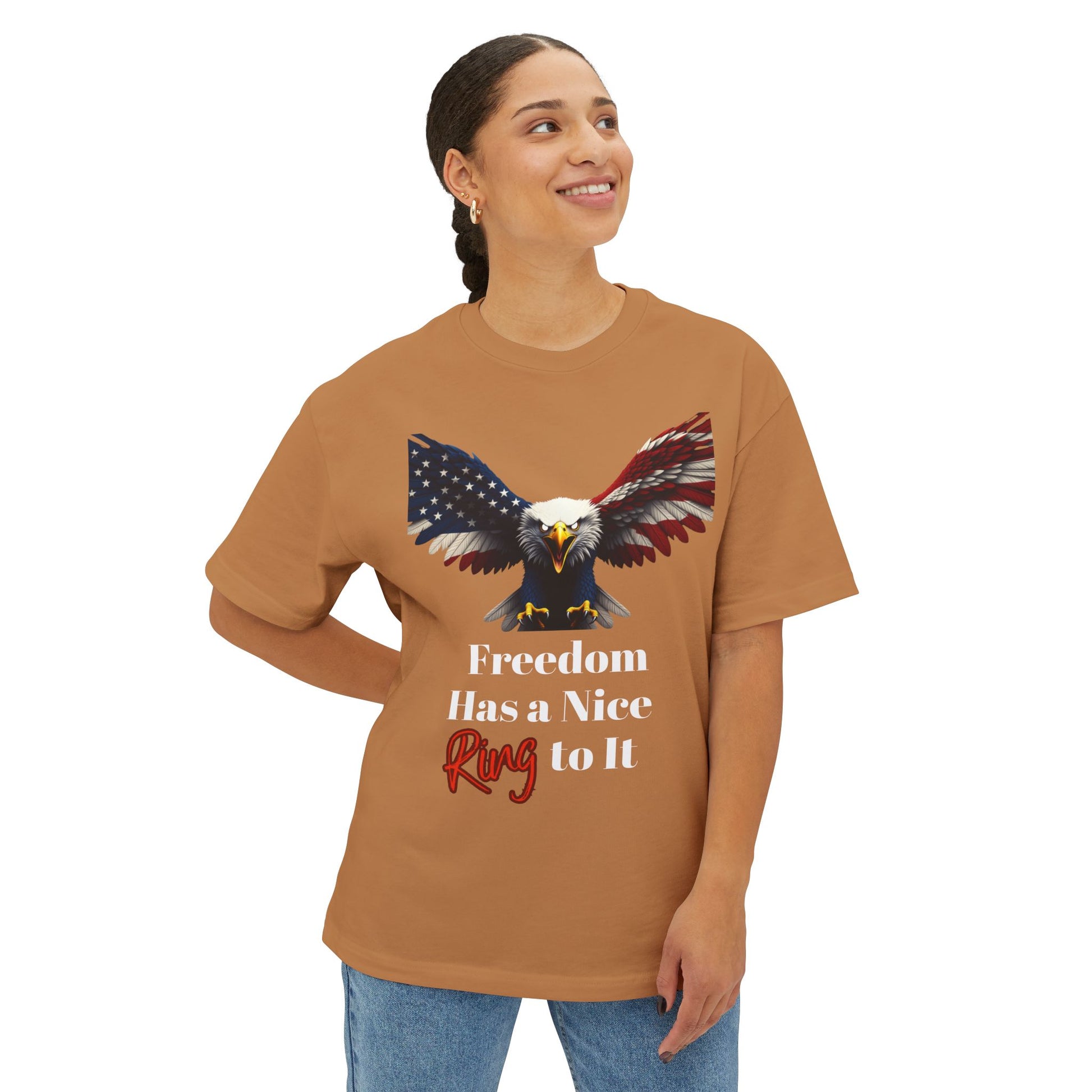 Freedom Has A Nice Ring To It Patriotic Eagle on a Premium Tee