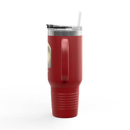 Home of the Brave text on the muted of a  40oz Insulated Travel Mug