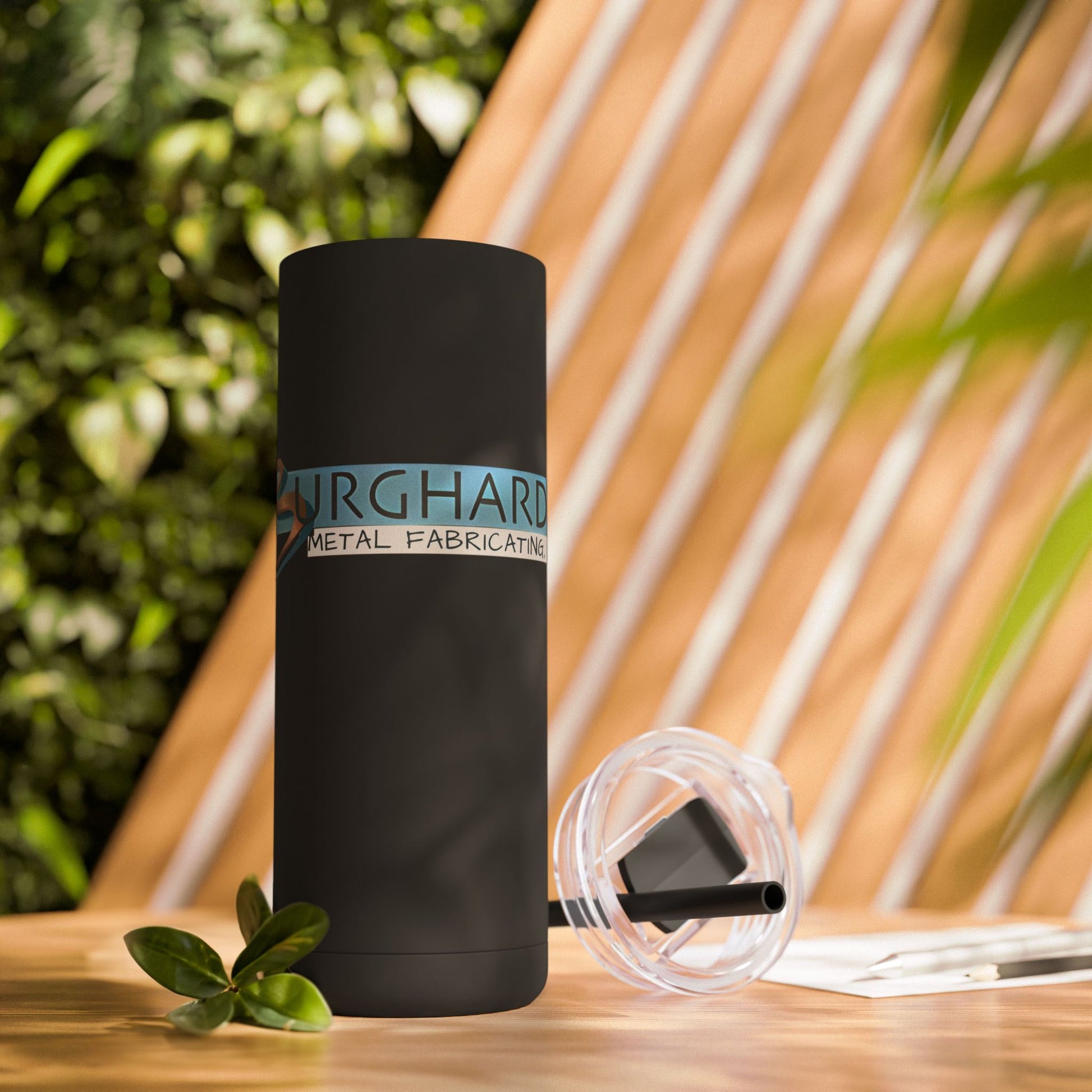 Burghardt Metal Fabricating, Inc., logo on a 20oz Insulated Skinny Tumbler