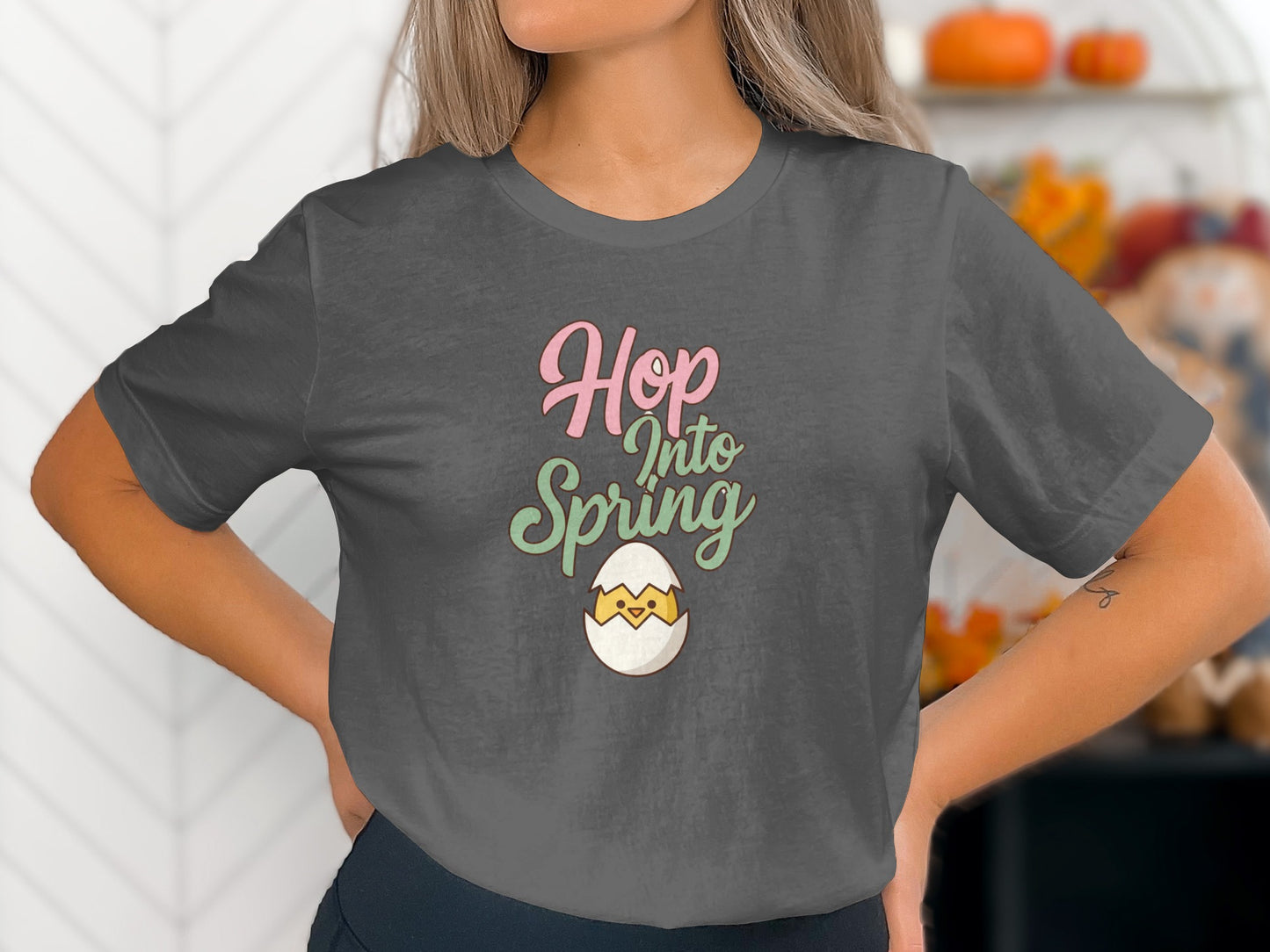 Hop Into Spring Easter Chick Egg Design Festive product type
Easter
Spring
Chick
Egg
Graphic tee
Seasonal
Holiday
Cute
Women's apparel
Design
Hop Into Spring
Easter egg
Spring fashion
Gift idea
T-shirt
Tee
Top
Novelty
Celebration
Bird design