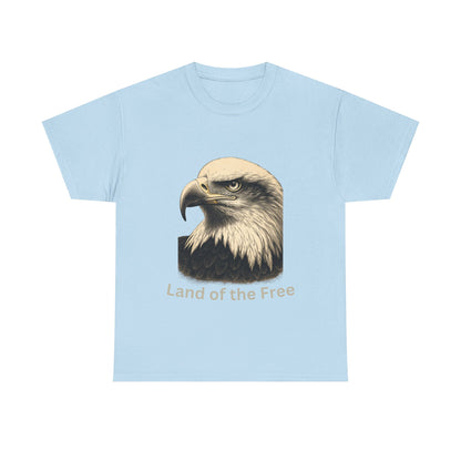 Engraved Eagle - Land of the Free - text on the bottom of a Heavyweight T-shirt