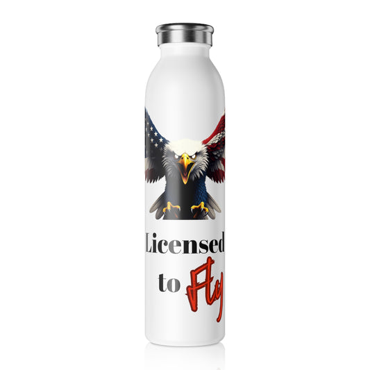 Licensed To Fly Patriotic Eagle on a 20oz Stainless Steel Water Bottle