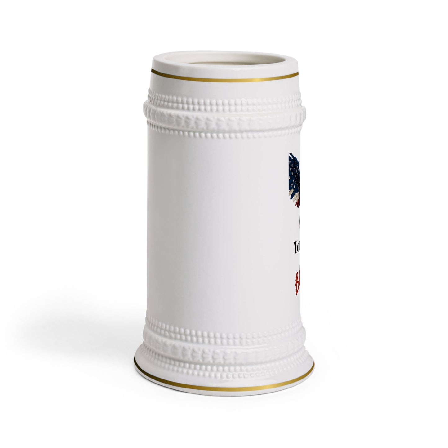 Too Cool For British Rule Patriotic Eagle on a 22oz Ceramic Beer Stein