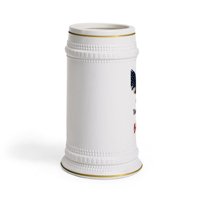 Too Cool For British Rule Patriotic Eagle on a 22oz Ceramic Beer Stein