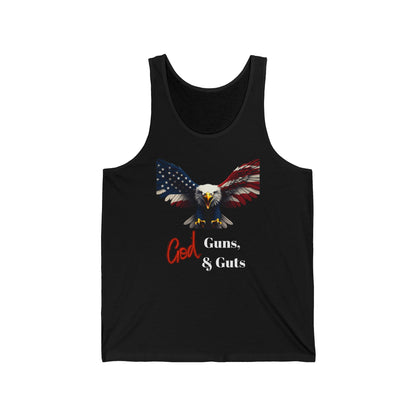God Guns & Guts Patriotic Eagle on a Premium Tank Top