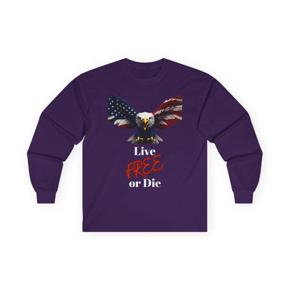 Live Free Or Die Patriotic Eagle on a long sleeve tee