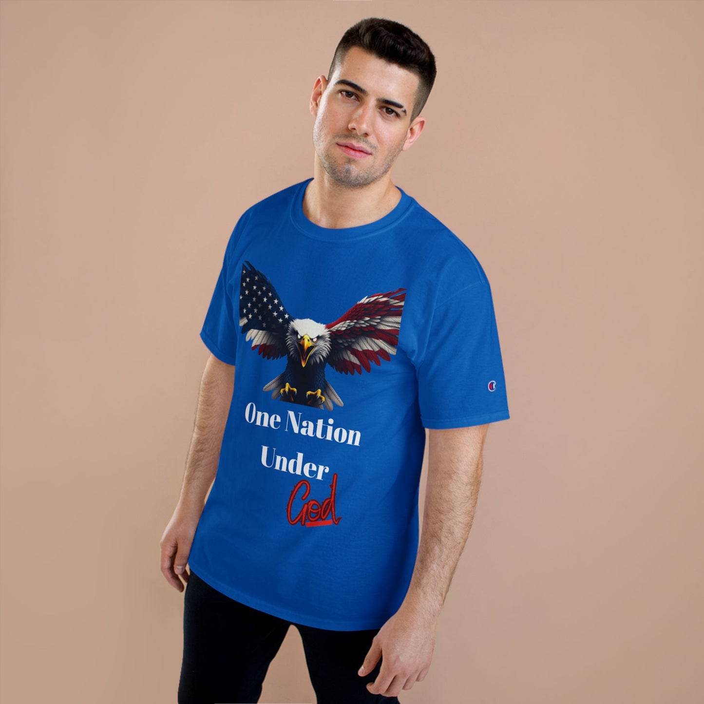 One Nation Under God Patriotic Eagle on a Champion T-shirt
