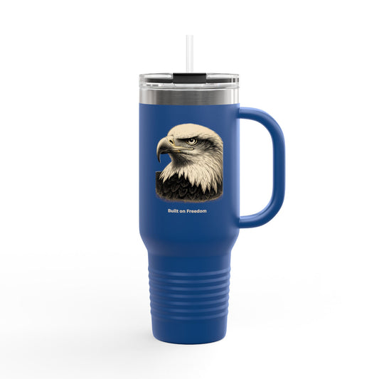 Built for Strength text on the muted of a  40oz Insulated Travel Mug