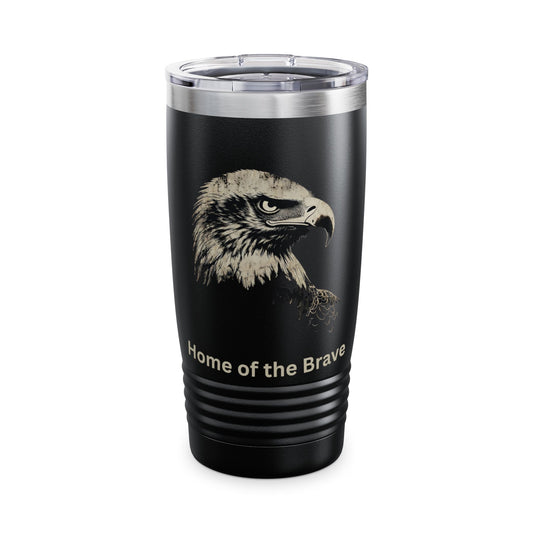 Home of the Brave text at the bottom of a 20oz Insulated Tumbler