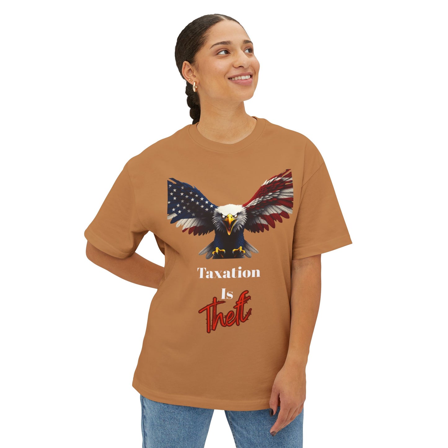 Taxation Is Theft Patriotic Eagle on a Premium Tee