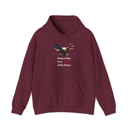 Home Of The Free Because Of The Brave Patriotic Eagle on a Pullover Hoodie