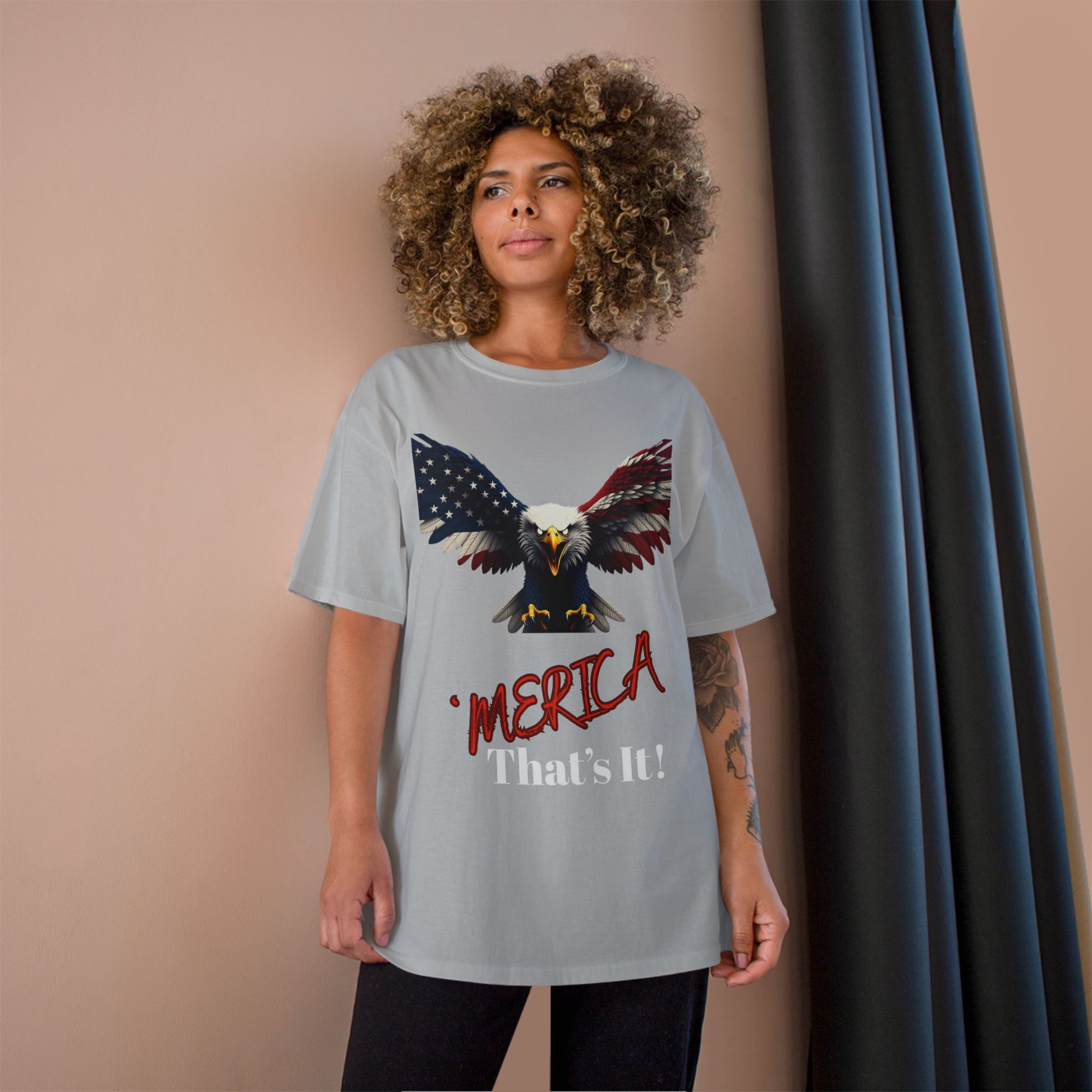 Merica. That's It Patriotic Eagle on a Champion T-shirt