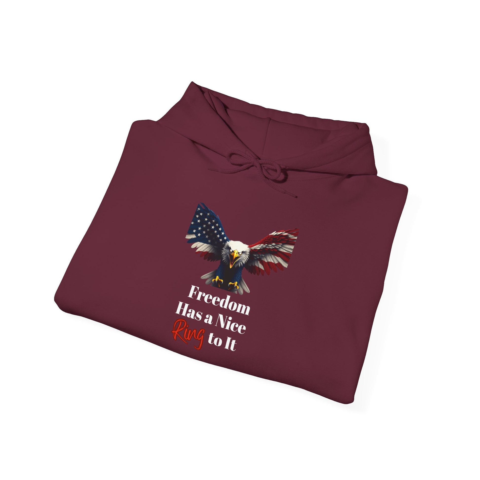 Freedom Has A Nice Ring To It Patriotic Eagle on a Pullover Hoodie