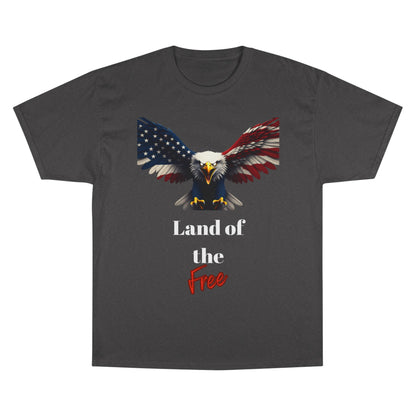 Land Of The Free Patriotic Eagle on a Champion T-shirt