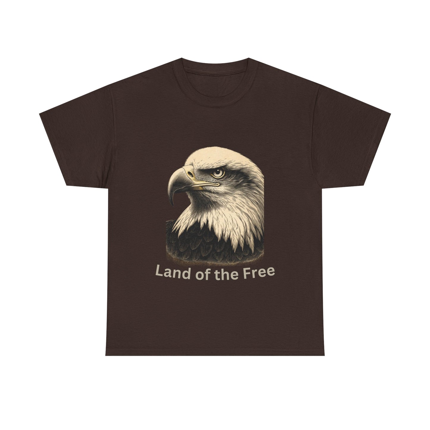 Engraved Eagle - Land of the Free - text on the bottom of a Heavyweight T-shirt