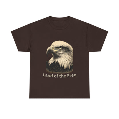 Engraved Eagle - Land of the Free - text on the bottom of a Heavyweight T-shirt