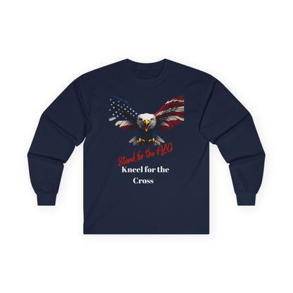 Stand For The Flag Kneel For The Cross Patriotic Eagle on a long sleeve tee