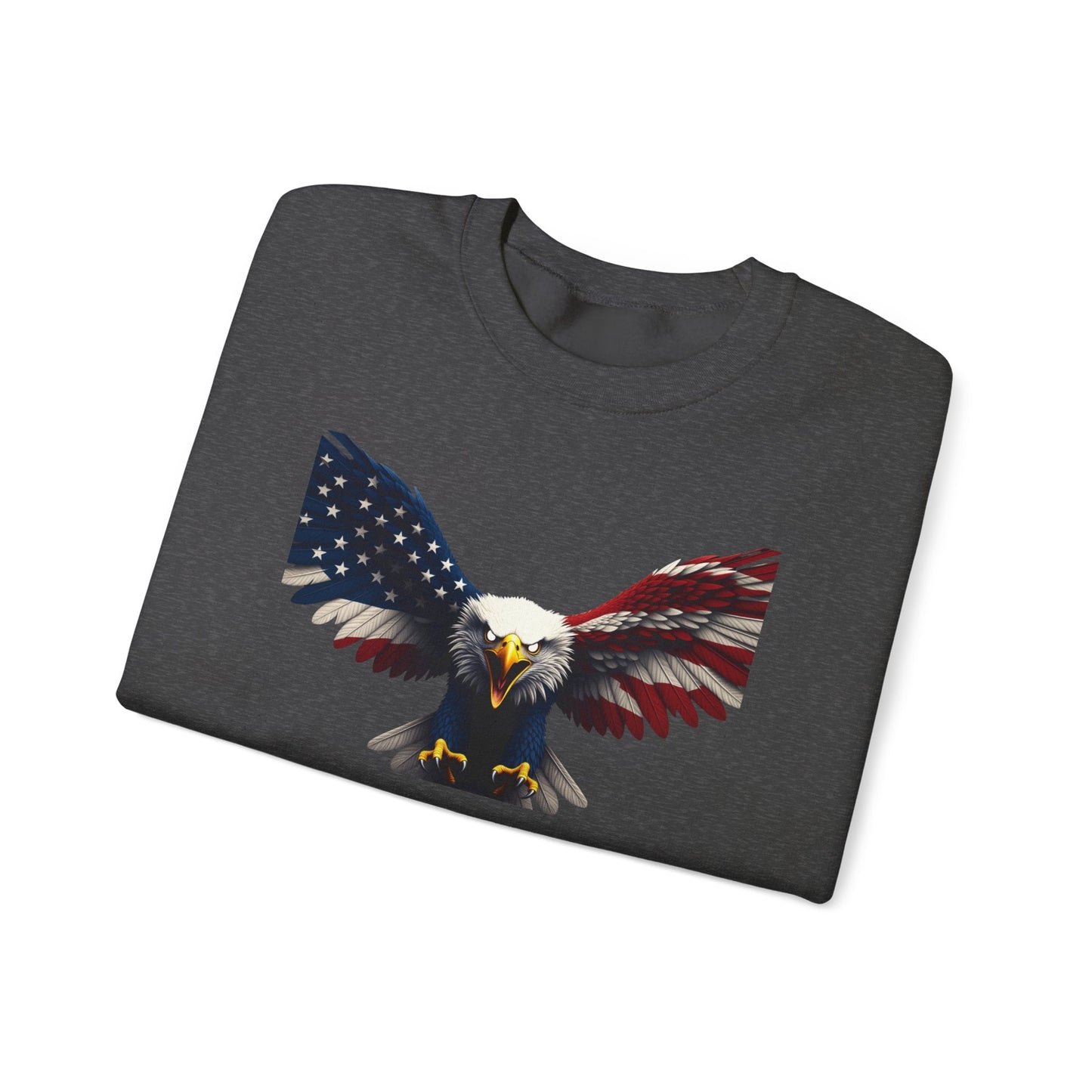 American Badass Patriotic Eagle text on a Crewneck Sweatshirt