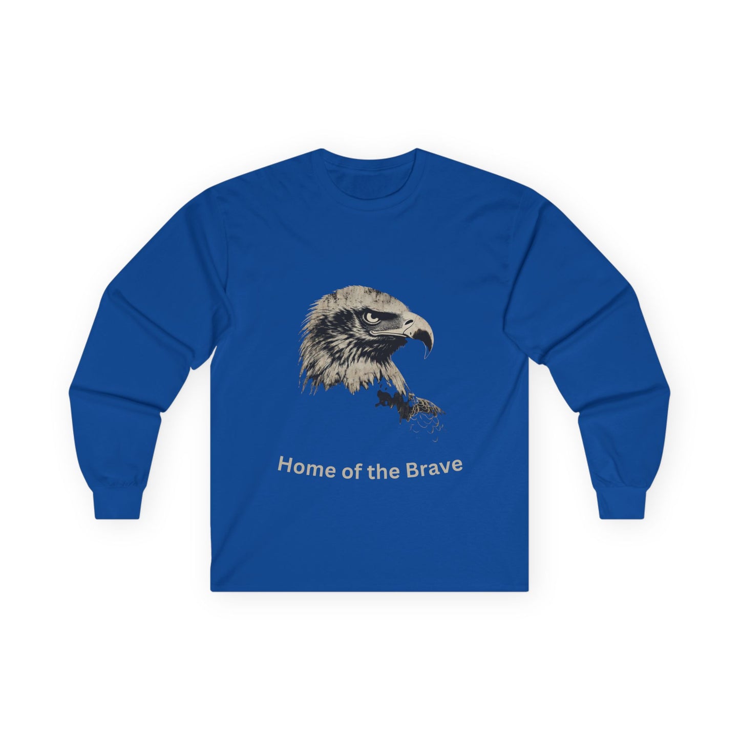 Home of the Brave text on a Long-Sleeve Tee