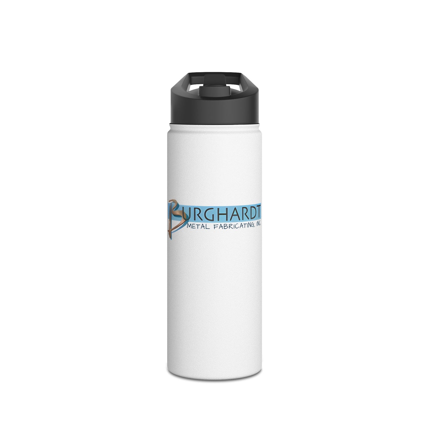 Burghardt Metal Fabricating, Inc., logo on a Stainless Steel Water Bottle