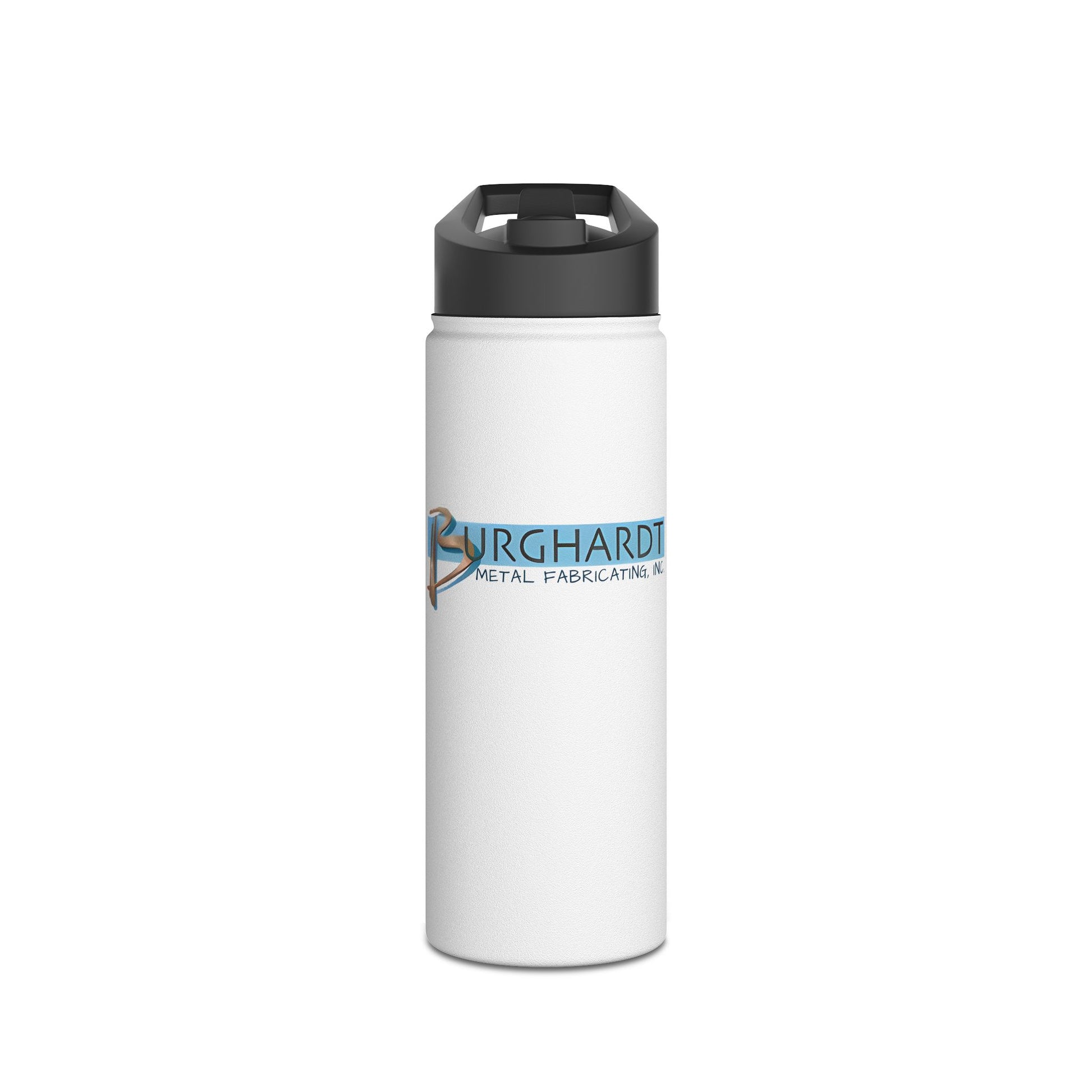 Burghardt Metal Fabricating, Inc., logo on a Stainless Steel Water Bottle