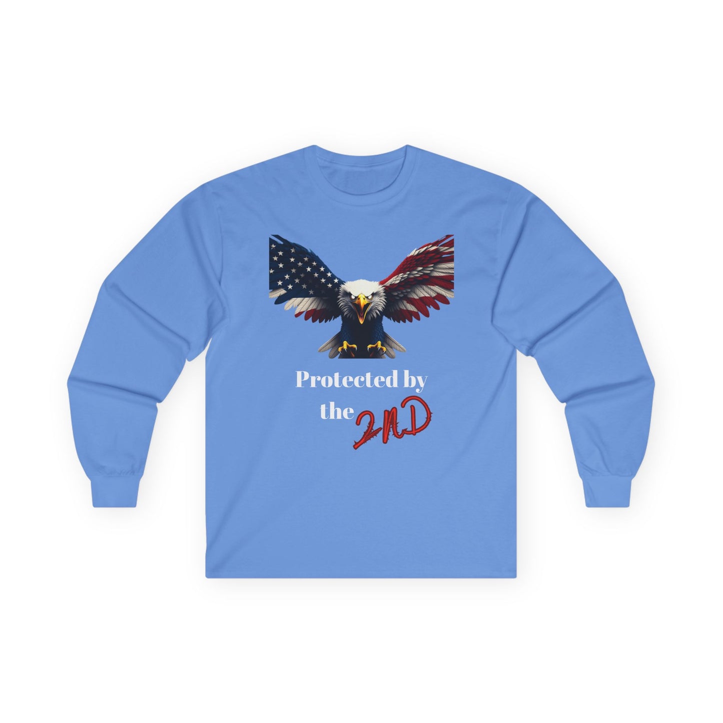 Protected By The 2nd Patriotic Eagle on a long sleeve tee