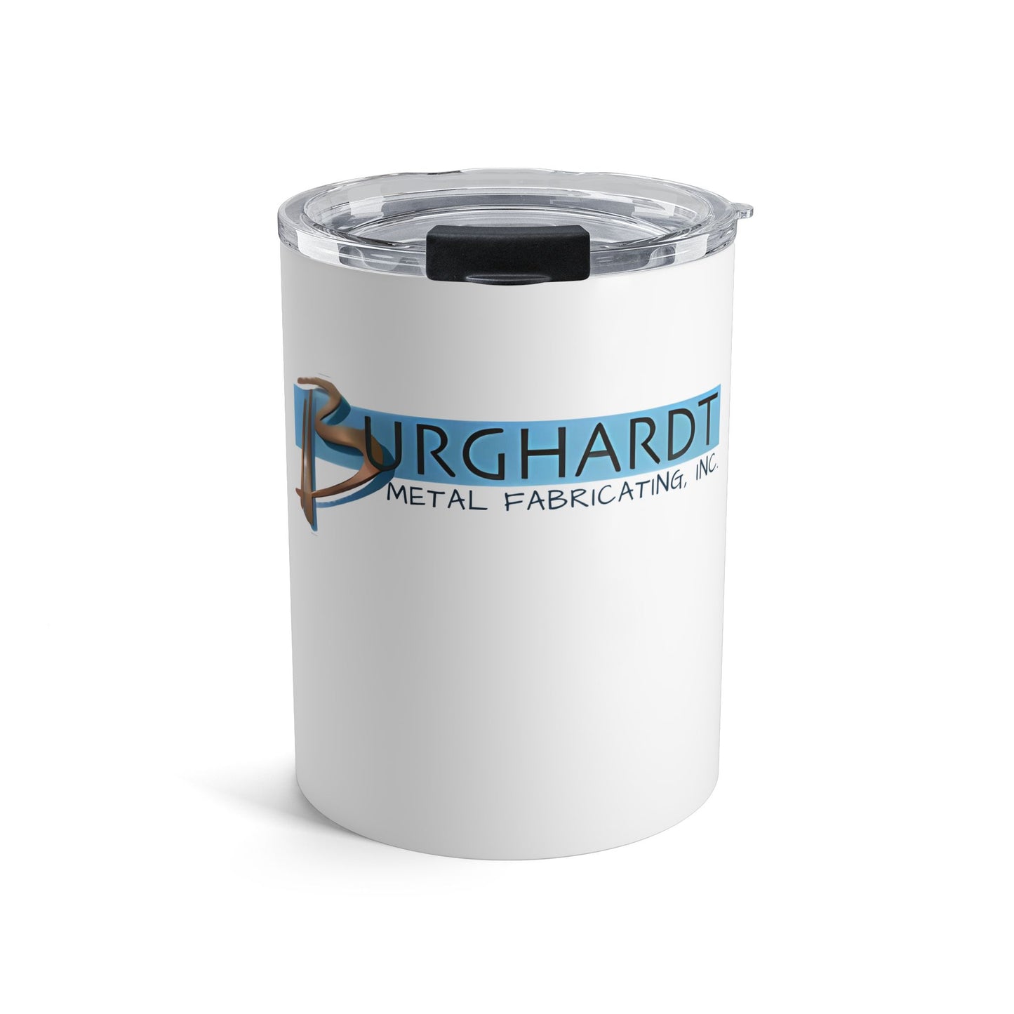 Burghardt Metal Fabricating, Inc., logo on a 10oz Stainless Steel Tumbler