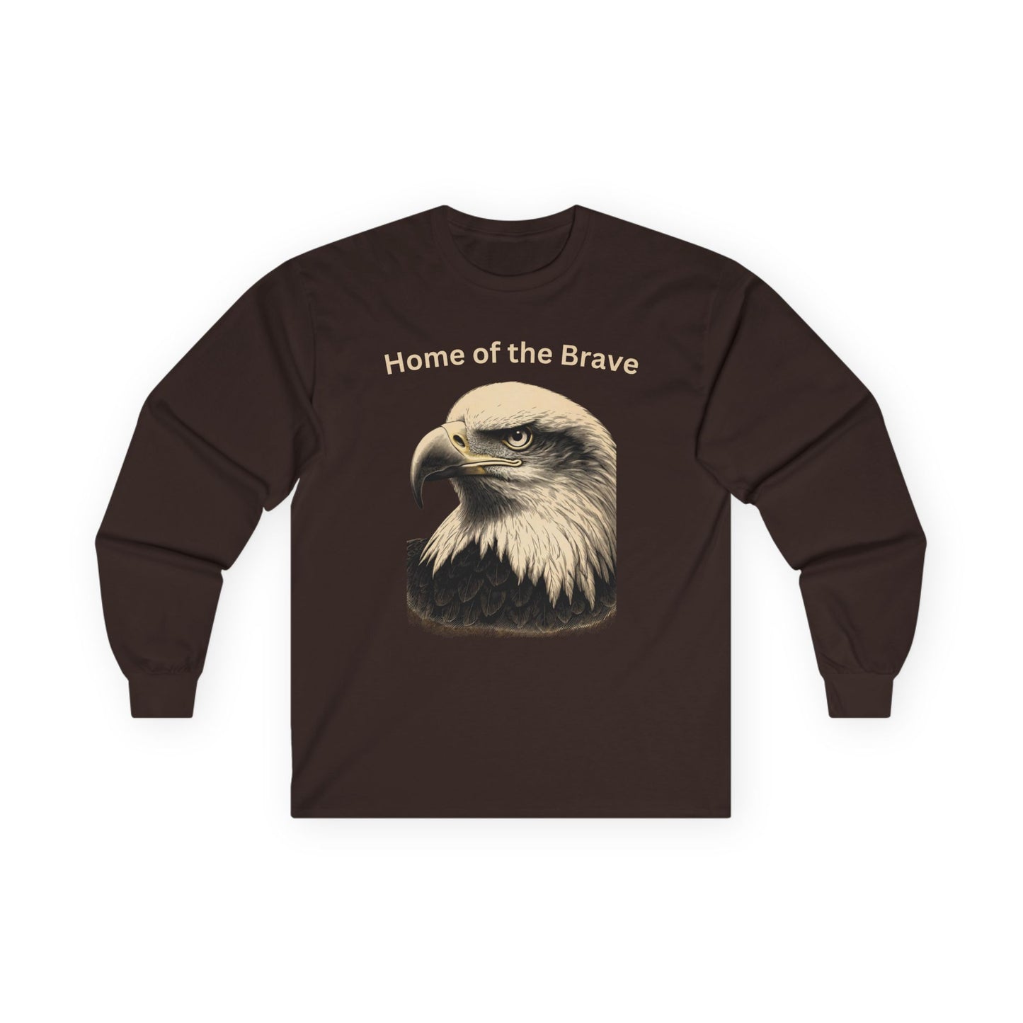 Águila grabada - Hogar de los valientes - Camiseta de manga larga
