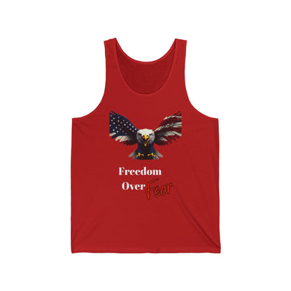 Freedom Over Fear Patriotic Eagle on a Premium Tank Top