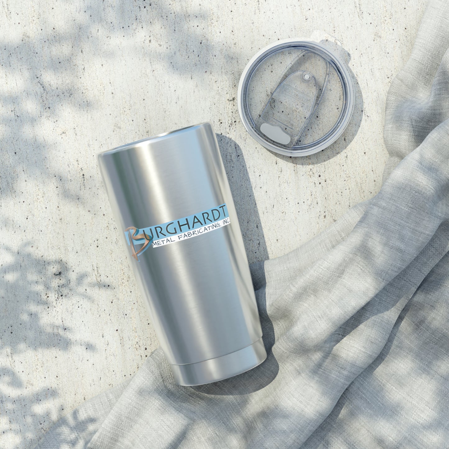 Burghardt Metal Fabricating, Inc., logo on a 20oz Stainless Steel Tumbler