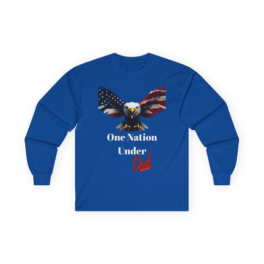 One Nation Under God Patriotic Eagle on a long sleeve tee