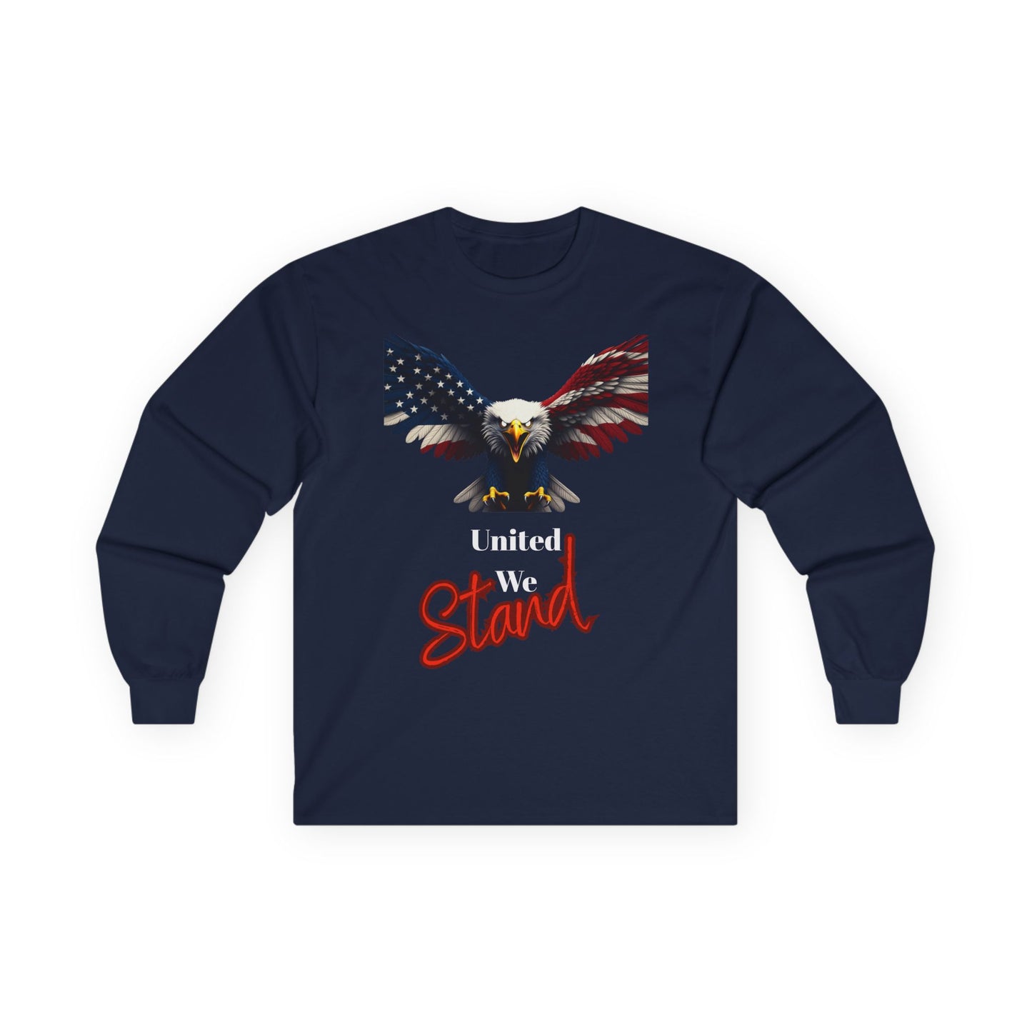 United We Stand Patriotic Eagle on a long sleeve tee