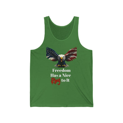 Freedom Has A Nice Ring To It Patriotic Eagle on a Premium Tank Top