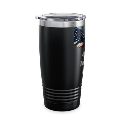 Licensed To Fly Patriotic Eagle on a 20oz Insulated Tumbler