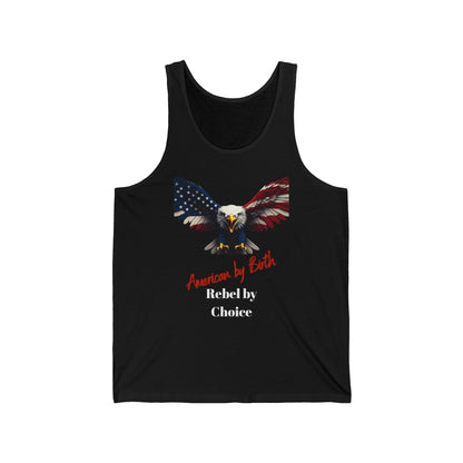 American By Birth Rebel By Choice Patriotic Eagle on a Premium Tank Top
