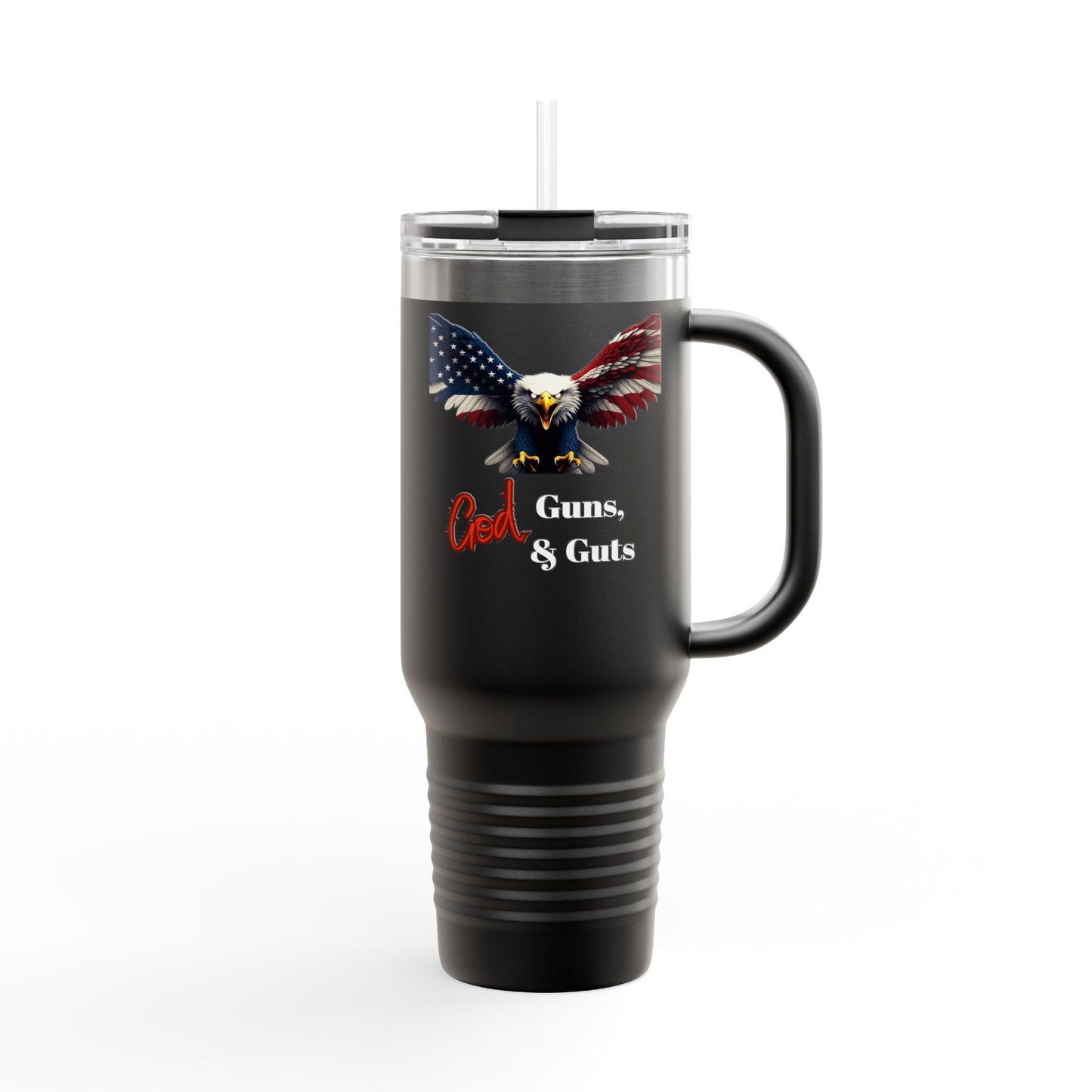 God Guns & Guts Patriotic Eagle – 40oz Insulated Travel Mug