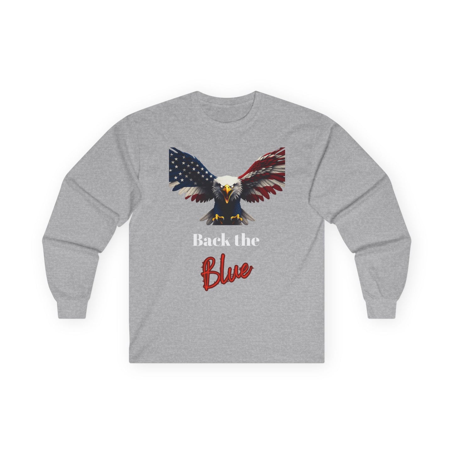 Back The Blue Patriotic Eagle on a long sleeve tee