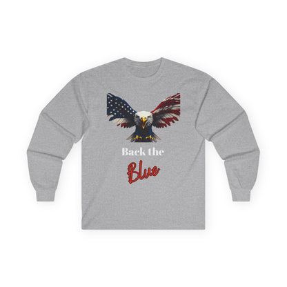 Back The Blue Patriotic Eagle on a long sleeve tee