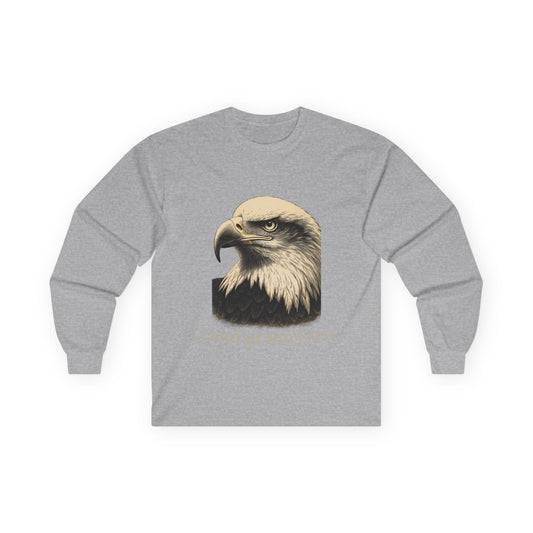 Land of the Free text on a Long-Sleeve Tee