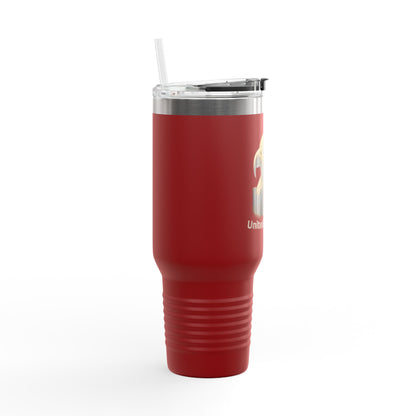 United We Stand text on the bottom of a  40oz Insulated Travel Mug