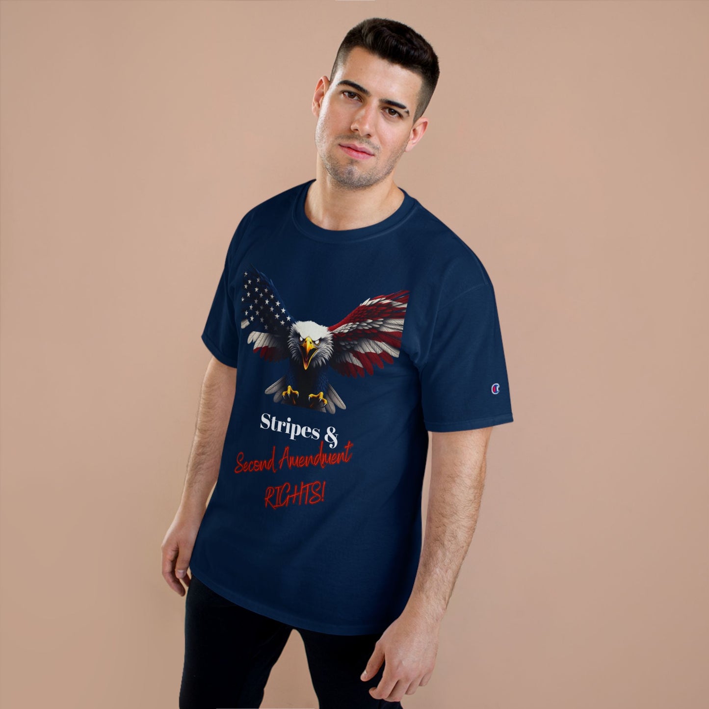Stars & 2nd Amendment Rights Patriotic Eagle on a Champion T-shirt