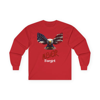 Never Forget Patriotic Eagle on a long sleeve tee