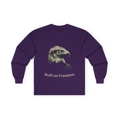 Built of Freedom text on a Long-Sleeve Tee