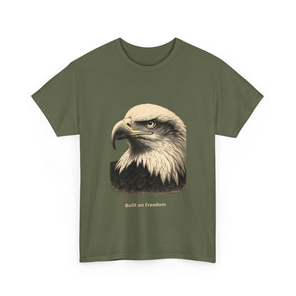 Engraved Eagle - Built for Strength - muted text on the bottom of a Heavyweight T-shirt